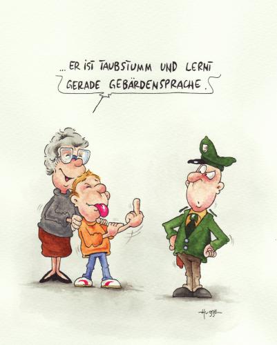 Cartoon: gebärdensprache (medium) by ms rainer tagged polizist,mutter,kind,gebärdensprache