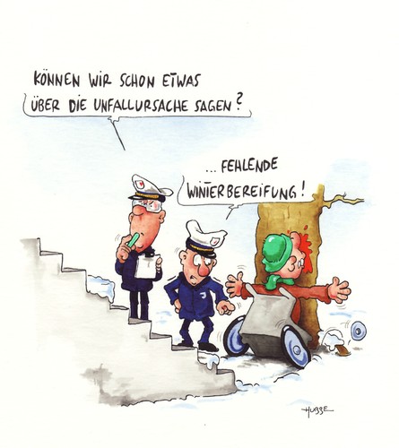 Cartoon: winterbereifung (medium) by ms rainer tagged winter,rollstuhl,treppe,polizei,unfall