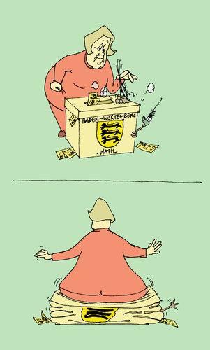 Cartoon: Nach der Schwaben-Wahl (medium) by Pierre tagged baden,württemberg,grün,rot,merkel,wahl