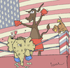 Cartoon: Yessss he can! (small) by Pierre tagged usa,obama,us,wahl,election,muschel,miesmuschel,elefant,esel,boxen,ring
