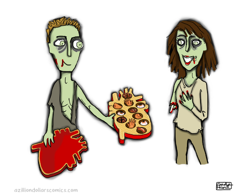 Cartoon: Be Mine (medium) by a zillion dollars comics tagged holiday,valentine,love,romance,culture,society,zombies