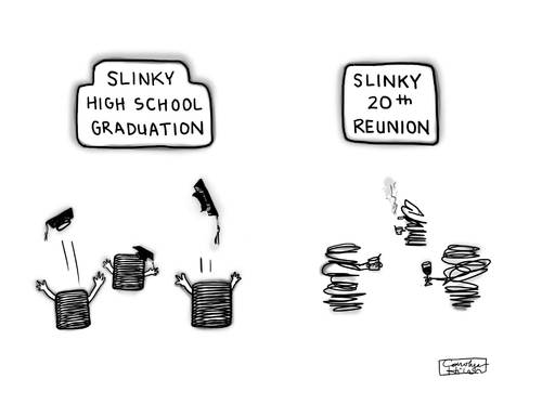 Cartoon: Probably Not Reversible (medium) by a zillion dollars comics tagged celebration,drinking,fun,school,aging,toys,graduation