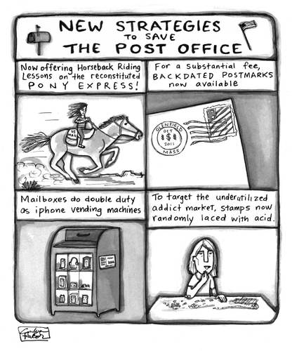 Cartoon: Save the US Postal Service! (medium) by a zillion dollars comics tagged government,financial,crisis,politics,communication,society