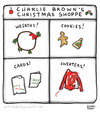Cartoon: Charlie Browns Christmas Shoppe (small) by a zillion dollars comics tagged holidays,christmas,peanuts,cartoons,charlie,brown,consumerism,shopping
