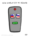 Cartoon: One Button (small) by a zillion dollars comics tagged politics,usa,elections,media,democracy,parties