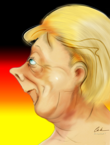 Cartoon: Angela Merkel (medium) by KryCha tagged merkel,angela,caricature,karikatur,cartoon,zeichnung,angie,kanzler,german,chancellor