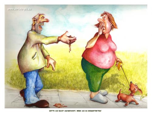 Cartoon: Gut aufgepasst (medium) by KryCha tagged hundekacke,gassi,woman,animal,