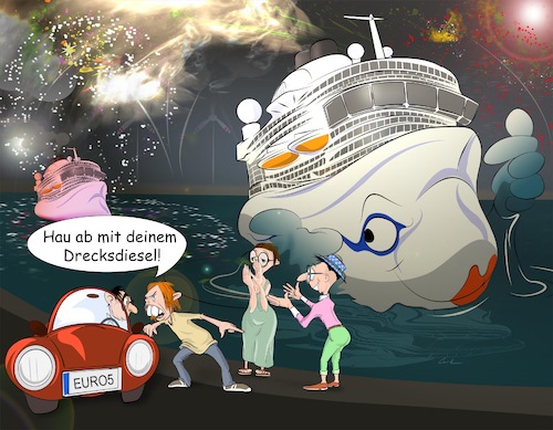 Cartoon: Klimaschützer (medium) by KryCha tagged diesel,co2,klimaaktivisten