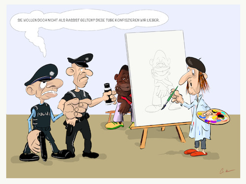 Cartoon: Political correctniss (medium) by KryCha tagged correctniss,schwarz,farbig