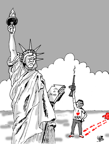Cartoon: Again massacre American school (medium) by Vejo tagged usa,trump,massacre,school,weapons,madness