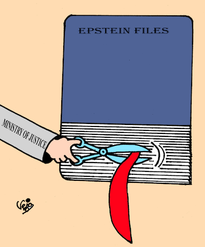 Cartoon: Epstein files (medium) by Vejo tagged epstein,files,trump,ministry,of,justice,usa,fascisme