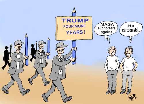 Cartoon: Job security... (medium) by Vejo tagged trump,maga,usa,cartoonists,politicalcartoons