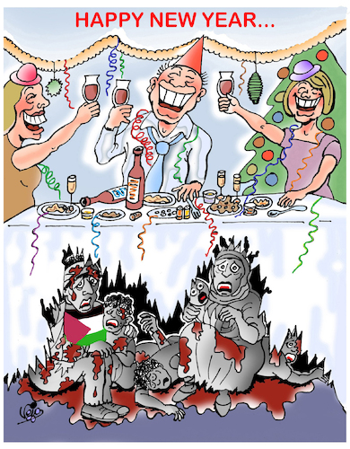 Cartoon: New Year... (medium) by Vejo tagged new,year,gaza,usa,europe,politicians