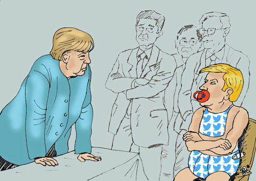Cartoon: TRUMP and G6... (medium) by Vejo tagged trump,president,g7,merkel,allies,trade,war,amerca,first