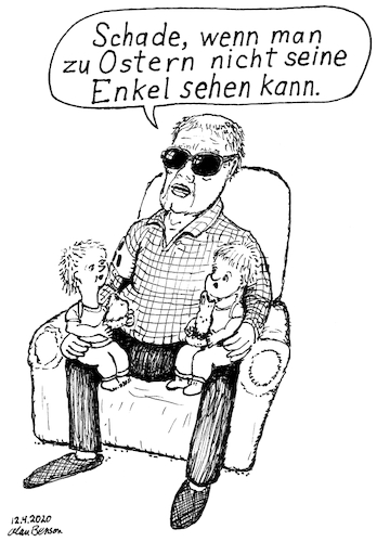 Cartoon: Enkel_sehen (medium) by Alan tagged großeltern,ostern,enkel,sehen,blind,schade,kontaktverbot,corona