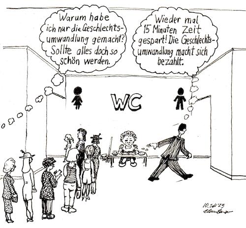 Cartoon: WC für Damen und Herren (medium) by Alan tagged wc,damen,herren,frauen,männer,trans,geschlechtsumwandlung