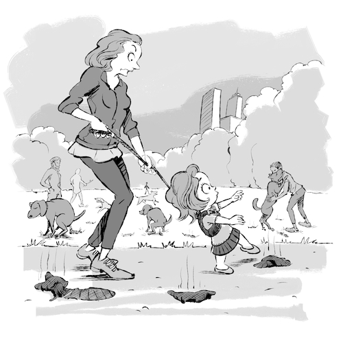 Cartoon: Hunde (medium) by Arne S Reismueller tagged hunde,kot,kinder,leine,park,hunde,kot,kinder,leine,park