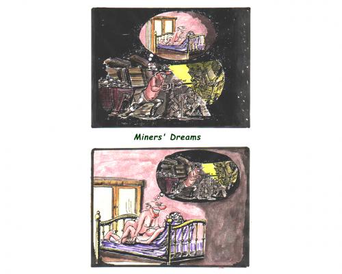 Cartoon: Miners Dreams (medium) by williS tagged miner,bergmann,bohrer,ehepaar,bett