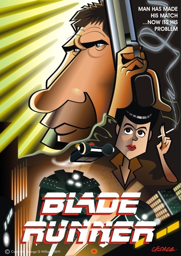 Cartoon: Blade Runner (medium) by spot_on_george tagged blade,runner,caricature,harrison,ford