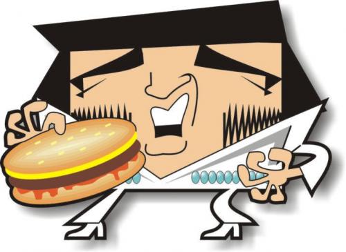 Cartoon: Elvis burger king (medium) by spot_on_george tagged elvis,king,burger,caricature,vegas