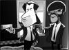 Cartoon: Pulp Fiction (small) by spot_on_george tagged jules,vince,vega,john,travolta,samuel,jackson,caricature