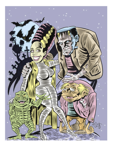 Cartoon: Classic Monsters (medium) by McDermott tagged moviee,scary,horror,classic,igor,brideoffrankenstein,frankenstein,tv,animation,mcdermott