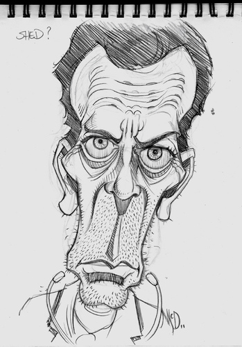 Cartoon: Hugh Laurie from House (medium) by McDermott tagged hughlaurie,house,pencil,drawing,caricature,tv,comedy