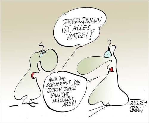 Cartoon: Ende der Schwermut (medium) by BoDoW tagged schwermut,ende,depressiv,optimismus,hoffnung,vergänglichkeit