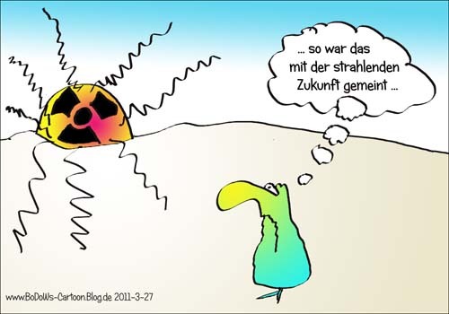 Cartoon: Finale Erkenntnis (medium) by BoDoW tagged zukunft,strahlend,strahlung,unterhaltung,leben,radioaktivität,fukushima,kernkraft,gau,atom