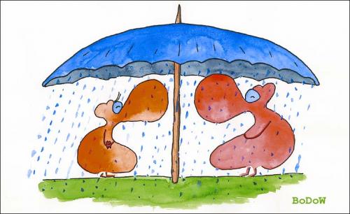 Cartoon: ...beschirmte Liebe... (medium) by BoDoW tagged zweisamkeit,regen,umbrella,love,regenschirm,couple,relation,beziehung,paar,liebe