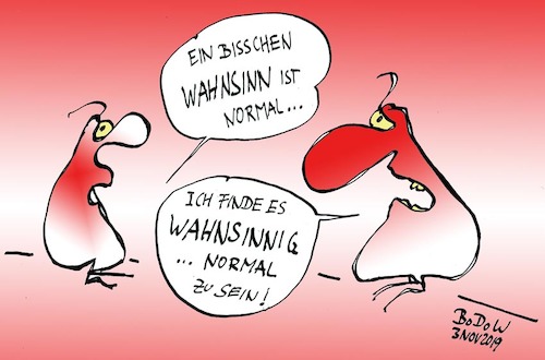 Cartoon: Wahnsinn (medium) by BoDoW tagged normal,normalität,beziehung,verrückt,wahnsinn,wahnsinnig,kommunikation,sein