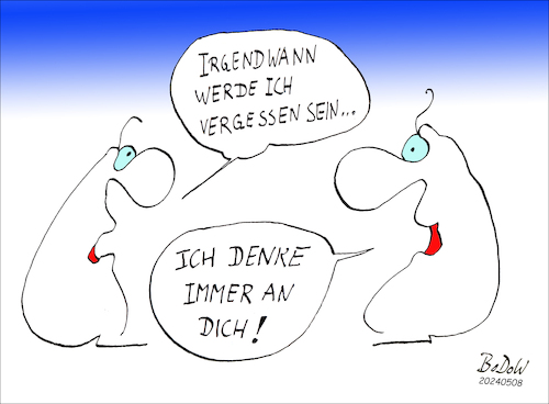 Cartoon: Wehmut und kleiner Trost (medium) by BoDoW tagged trost,wehmut,vergänglichkeit,gedenken,denken,ich,denke,an,dich,tod,ewigkeit