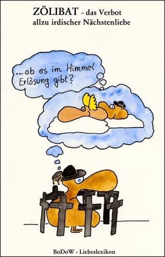 Cartoon: Zölibat (medium) by BoDoW tagged wolke,liebe,priester,engel,himmel,zölibat