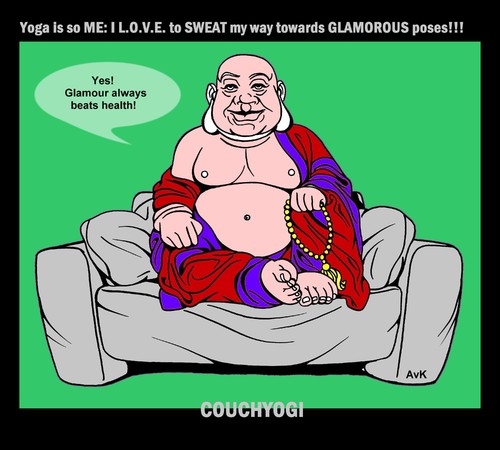 Cartoon: CouchYogi Glamour beats Health (medium) by MoArt Rotterdam tagged couchyoga,couchyogi,couchtalk,guru,gurutalk,asana,yogapose,yogaexercise,doyoga,yogatoon,yogafun,yogaissome,lovetosweat,glamorousposes,glamorousasanas,yogaandglamour