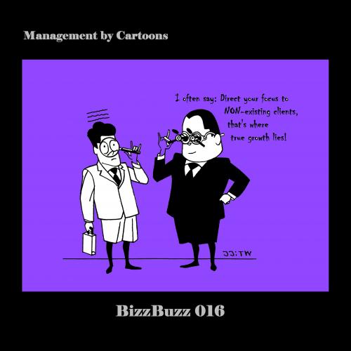 Cartoon: Focus on NON-existing clients (medium) by MoArt Rotterdam tagged focus,nonexisting,nonexistingclients,truegrowth,realgrowth,officesurvival,businesscartoons,officelife,managementadvice,managementcartoons,bizzbuzz