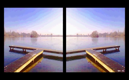 Cartoon: MH - Lakeside View (medium) by MoArt Rotterdam tagged lake,lakeside,view,sun,wintertime