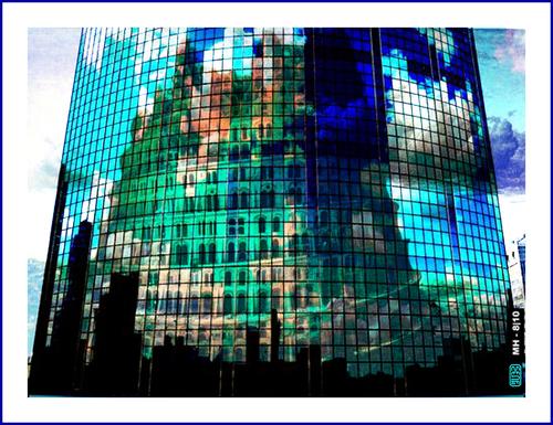Cartoon: MH_ ZenF - City in Glass (medium) by MoArt Rotterdam tagged glasscity,glazenstad,sky,wolken,hoogbouw,weerspiegeling,stad,city,wtc,wordtradecenterrotterdam,rotterdam,andi,zenundzenf
