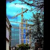 Cartoon: MH - Three Cranes (small) by MoArt Rotterdam tagged rotterdam,hijskraan,crane,drie,three,bouwen,building,construct,werk,doorkijkje,seethrough