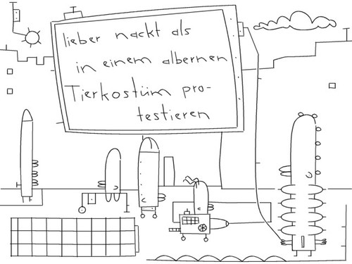 Cartoon: lieber nackt (medium) by bob schroeder tagged nackt,tier,kostuem,protest
