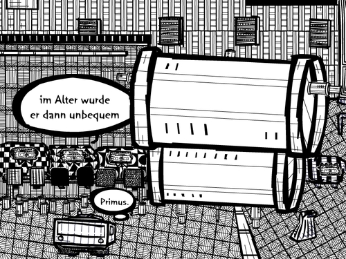 Cartoon: maennchen (medium) by bob schroeder tagged trinken,bier,viel,primus,transformer,alkohol
