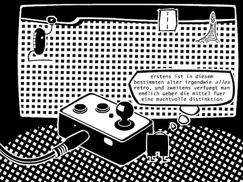 Cartoon: Retro-Konsole (medium) by bob schroeder tagged retro,konsole,gaming,alter,zielgruppe,distinktion,peterpan,syndrom