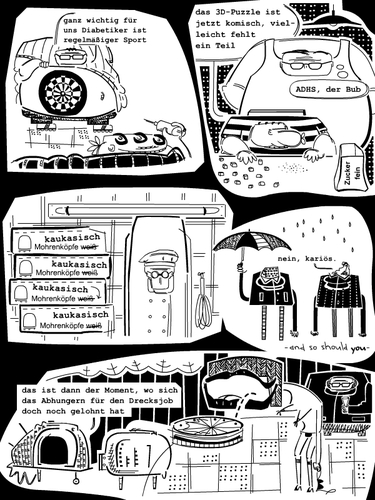 Cartoon: zucker (medium) by bob schroeder tagged mohrenkopf,wuerfel,3d,uebergewicht,sport,diabetes,stripdance,suess,adhs,zucker,karies
