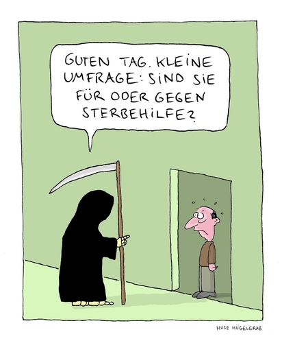 Cartoon: Besuch vom Sensenmann 3 (medium) by Huse Fack tagged gevatter,tod,sensemann,sterbehilfe
