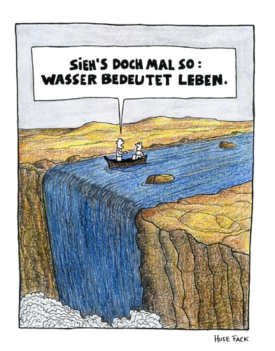 Cartoon: Tonic of life (medium) by Huse Fack tagged wasser,water,wasserfall,waterfall
