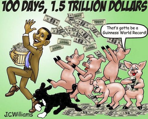 Cartoon: Spending Frenzy (medium) by saltpppr tagged barack,obama,politics,politicians,political