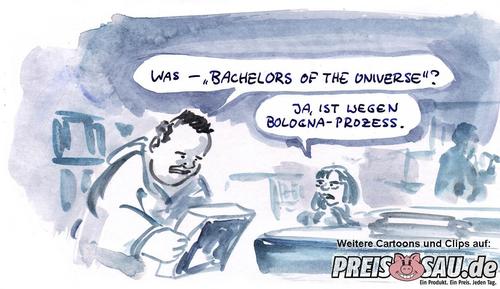 Cartoon: Bachelor (medium) by preissaude tagged bachelor,bologna,uni,streik
