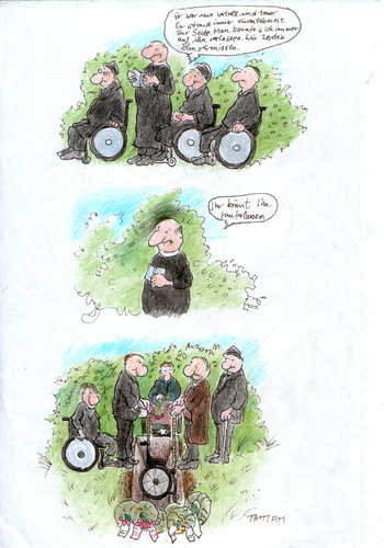 Cartoon: Beerdigung (medium) by Skowronek tagged rollstuhl,friedhof,behinderte