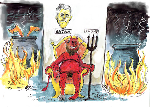 Cartoon: Hölle (medium) by Skowronek tagged epstein,trump,teufel,hölle,mißbrauch