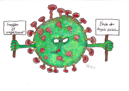 Cartoon: Hygienedemo (medium) by Skowronek tagged corona,unfall,pandemie,hammsterkäufe,klopapier,virologen,angela,merkel,virus,auto