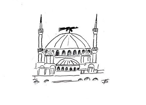 Cartoon: Moschee (medium) by Skowronek tagged islam,religion,salafisten,moslem,prediger,gewalt